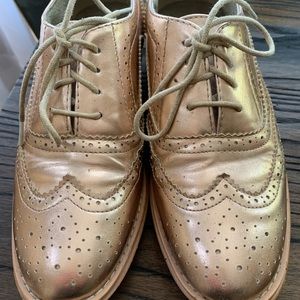 Rose Gold leather oxfords